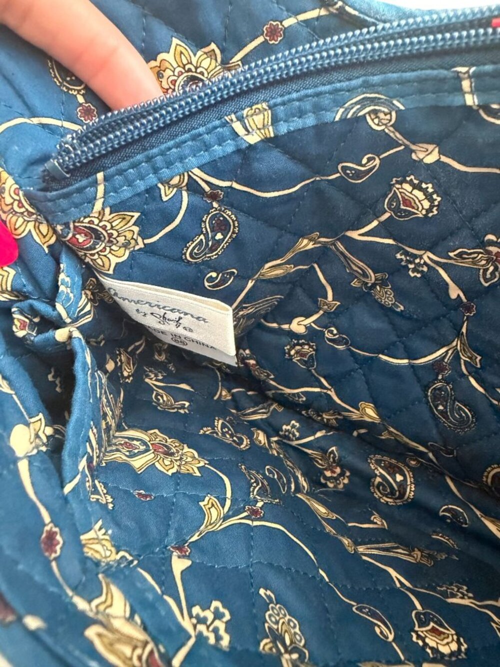 AMERICANA BY SHARIF Blue Floral Fabric Bucket Bag - Picture 3 of 11